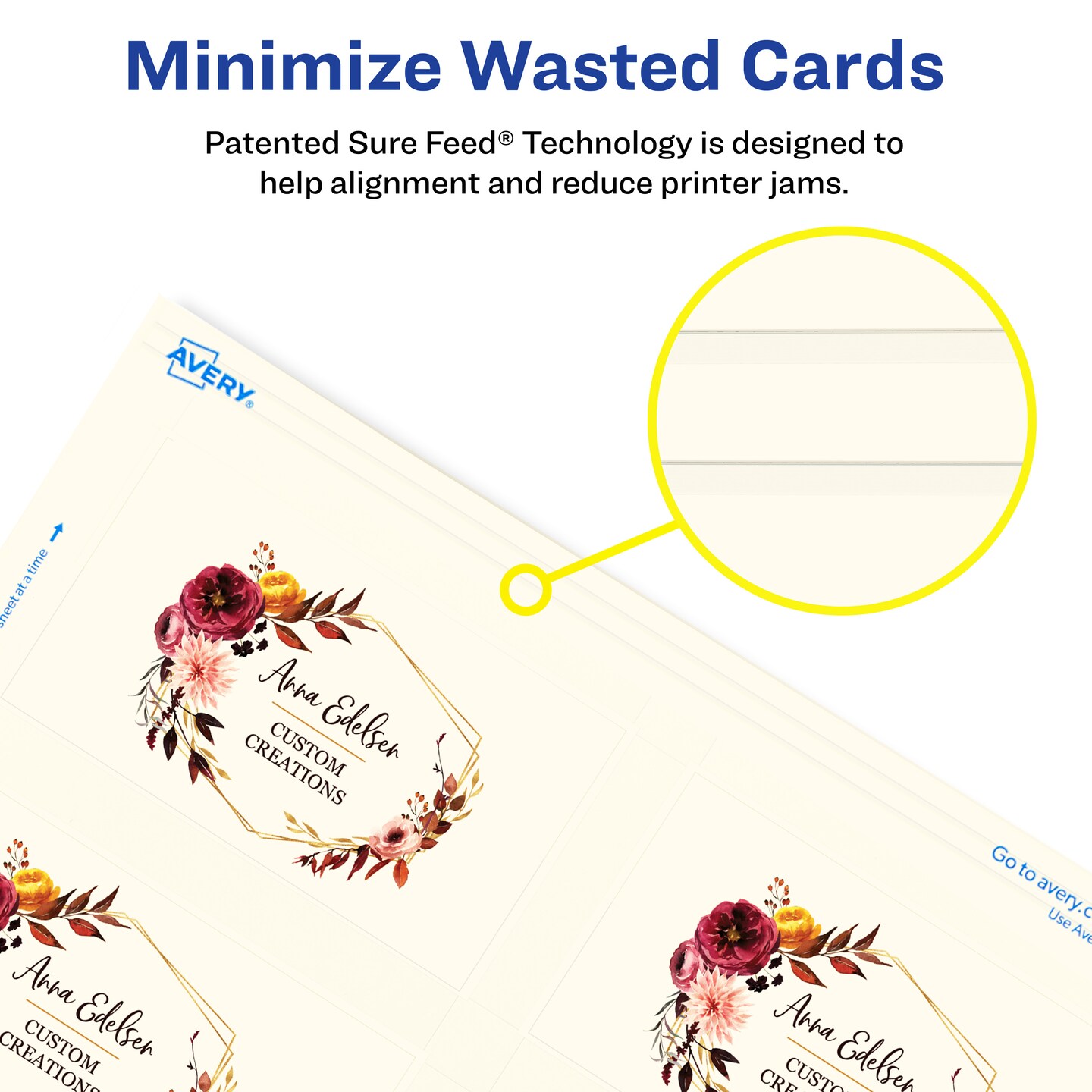 Avery Clean Edge Printable Business Cards with Sure Feed Technology, 2" x 3.5", Ivory, 200 Blank Cards for Laser Printers (5876)