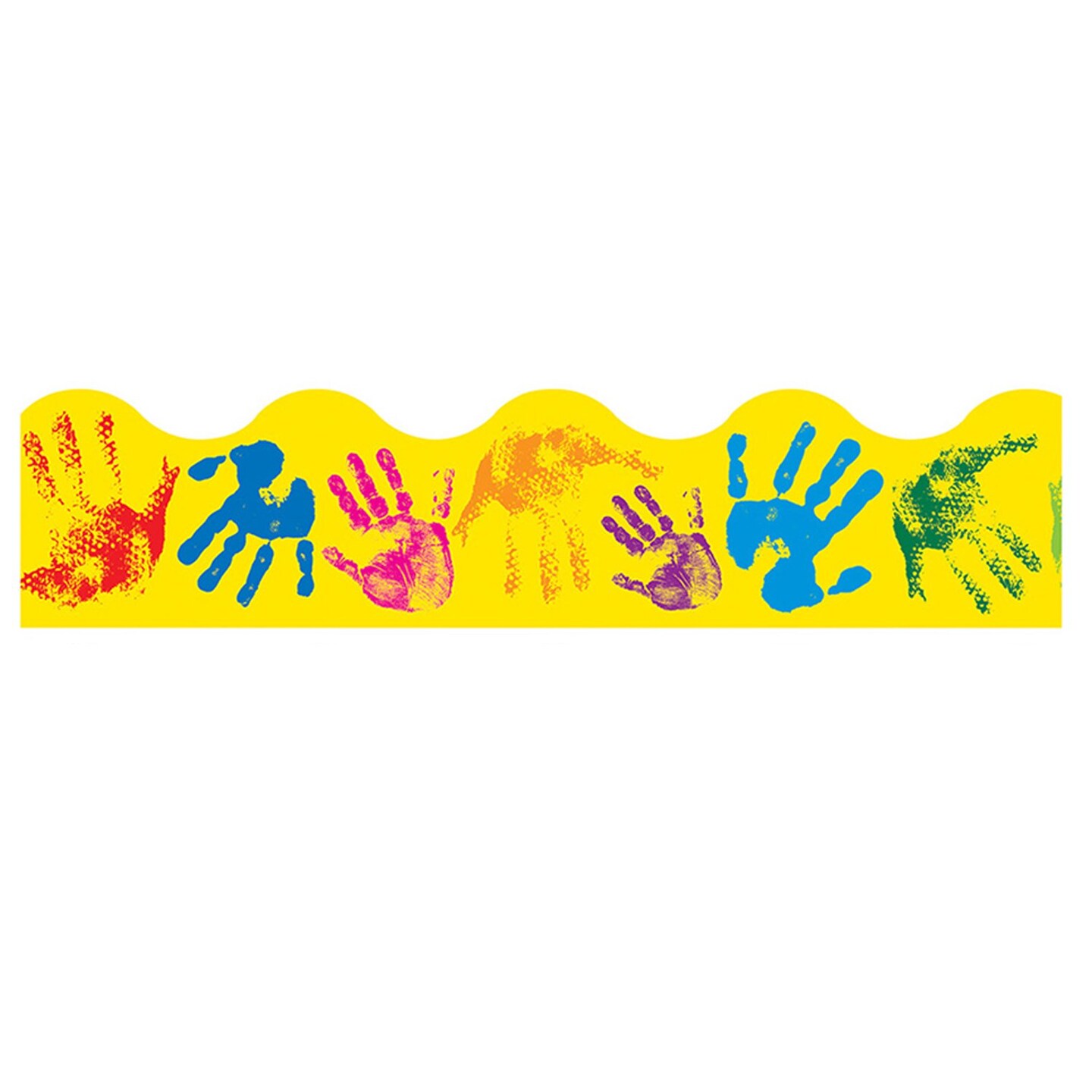 Helping Hands Terrific Trimmers® Bulletin Board Border – 2¼ in x 39 ft, Colorful Handprint Trim