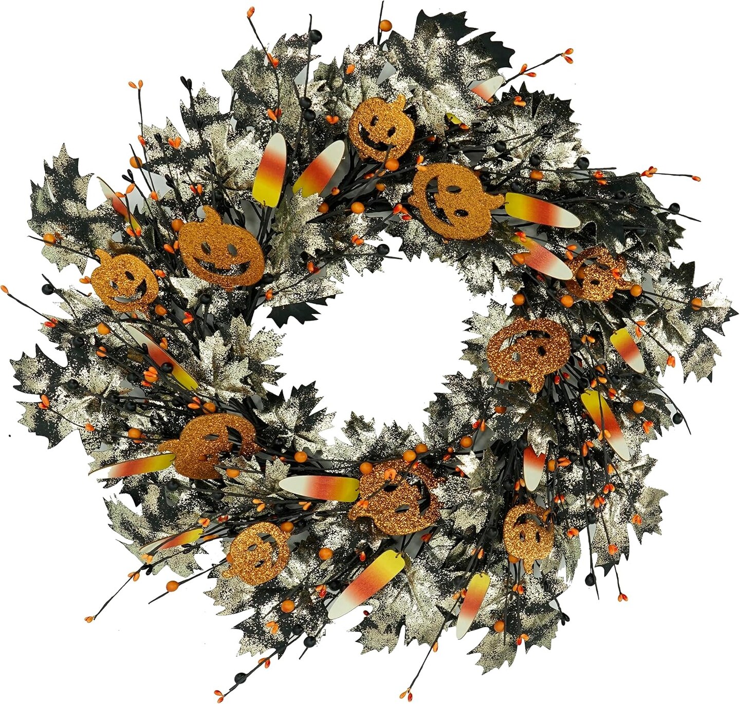 20 inch Artificial Halloween Wreaths for Front Door Halloween Door Wreath Fall Wreath for Front Door Indoor Outdoor Farmhouse Home Wall Window Festival Wedding Decor