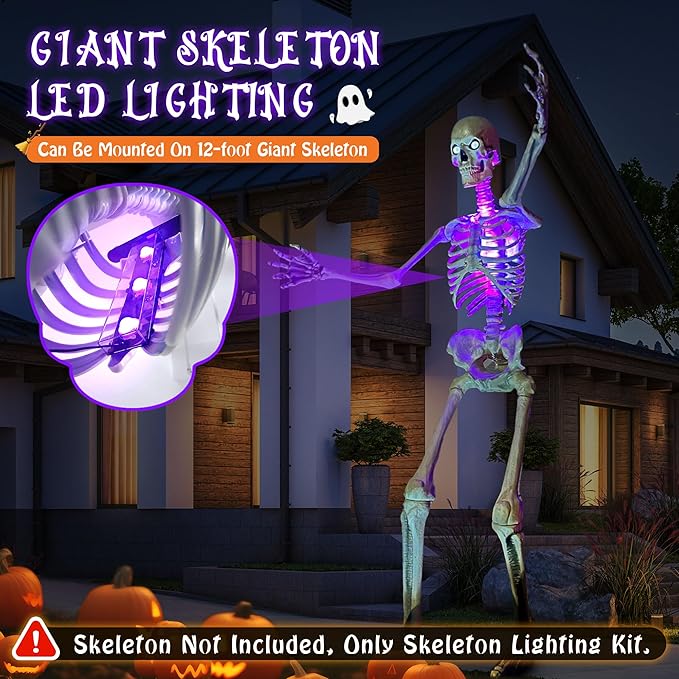 Giant Skeleton LED Lighting, 3 Modes and 7 Colors Waterproof Outdoor Skeleton Light Kit for Halloween Skeleton Decor