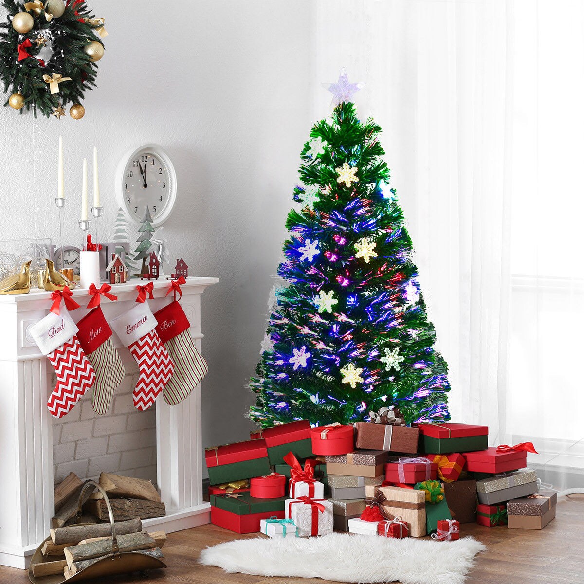 Costway Pre-Lit Fiber Optic Christmas Tree Multicolor Lights 4FT