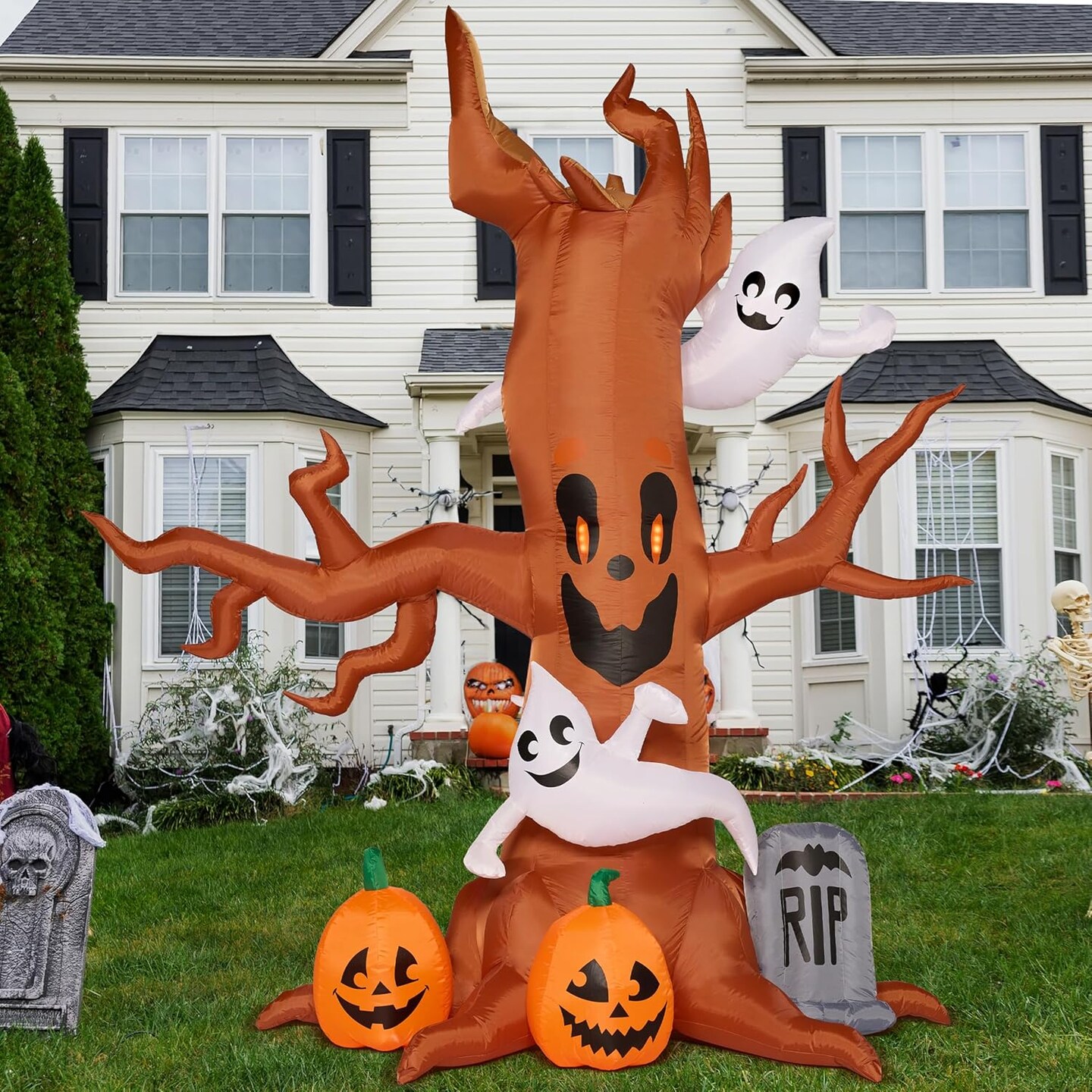 Halloween Inflatable Scary Tree with Ghost