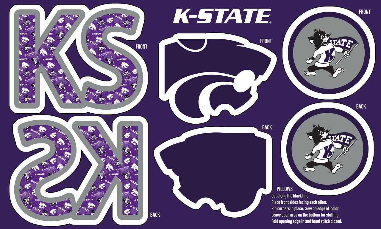 Sykel Enterprises-University of Kansas Minky DIY Pillow Project. Cut, Sew, and Stuff-Each Panel yields 3 pillows