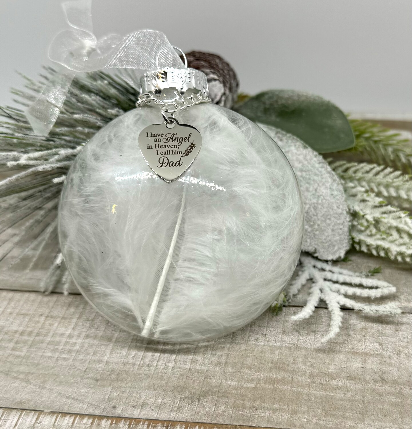 Dad Memorial Glass Ornament, I Have an Angel in Heaven I Call Him Dad,  White Feather Ornament, Loss Of Father Sympathy Gift, Christmas Gift |  MakerPlace by Michaels, image size:1037x1080