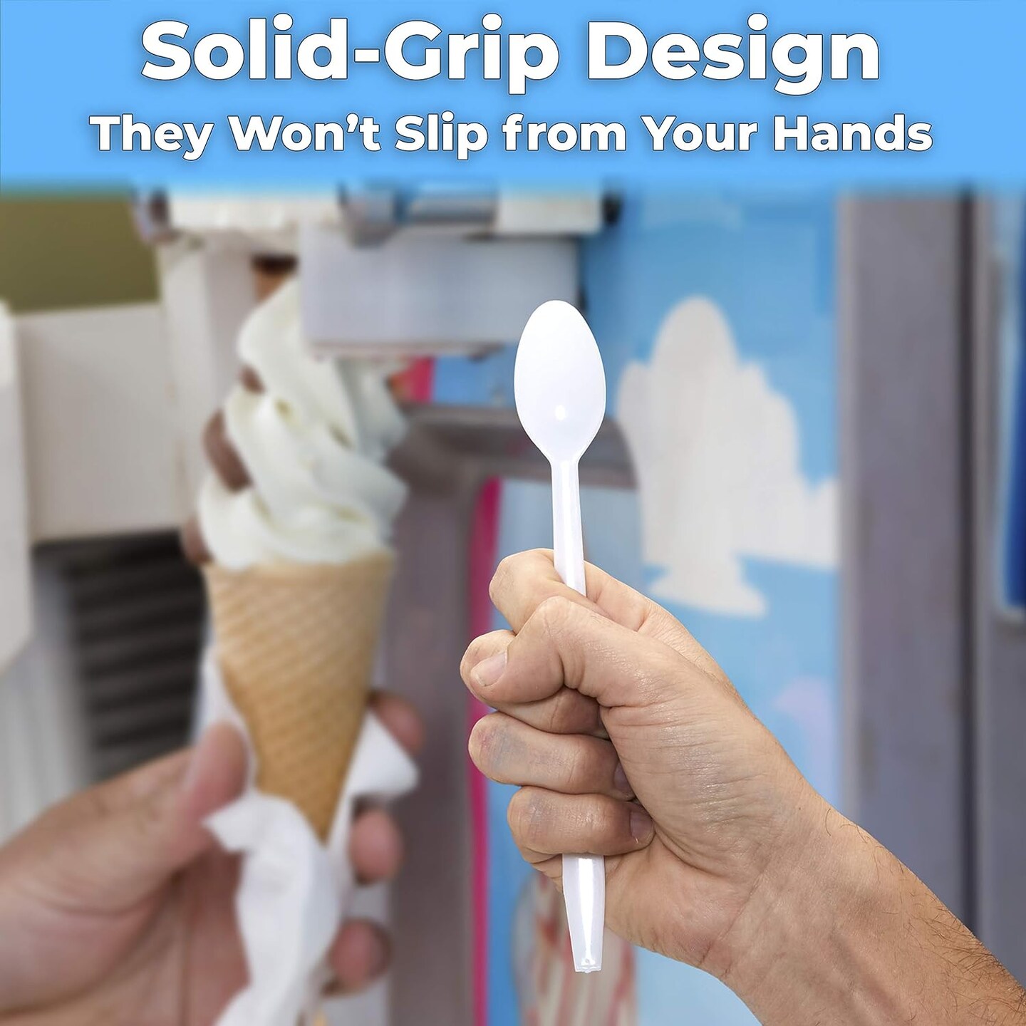 Sturdy White 8in Premium Sundae Spoons