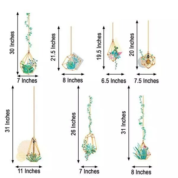 Green Wall Stickers Hanging Terrarium Plants Removable PVC Living Room Home