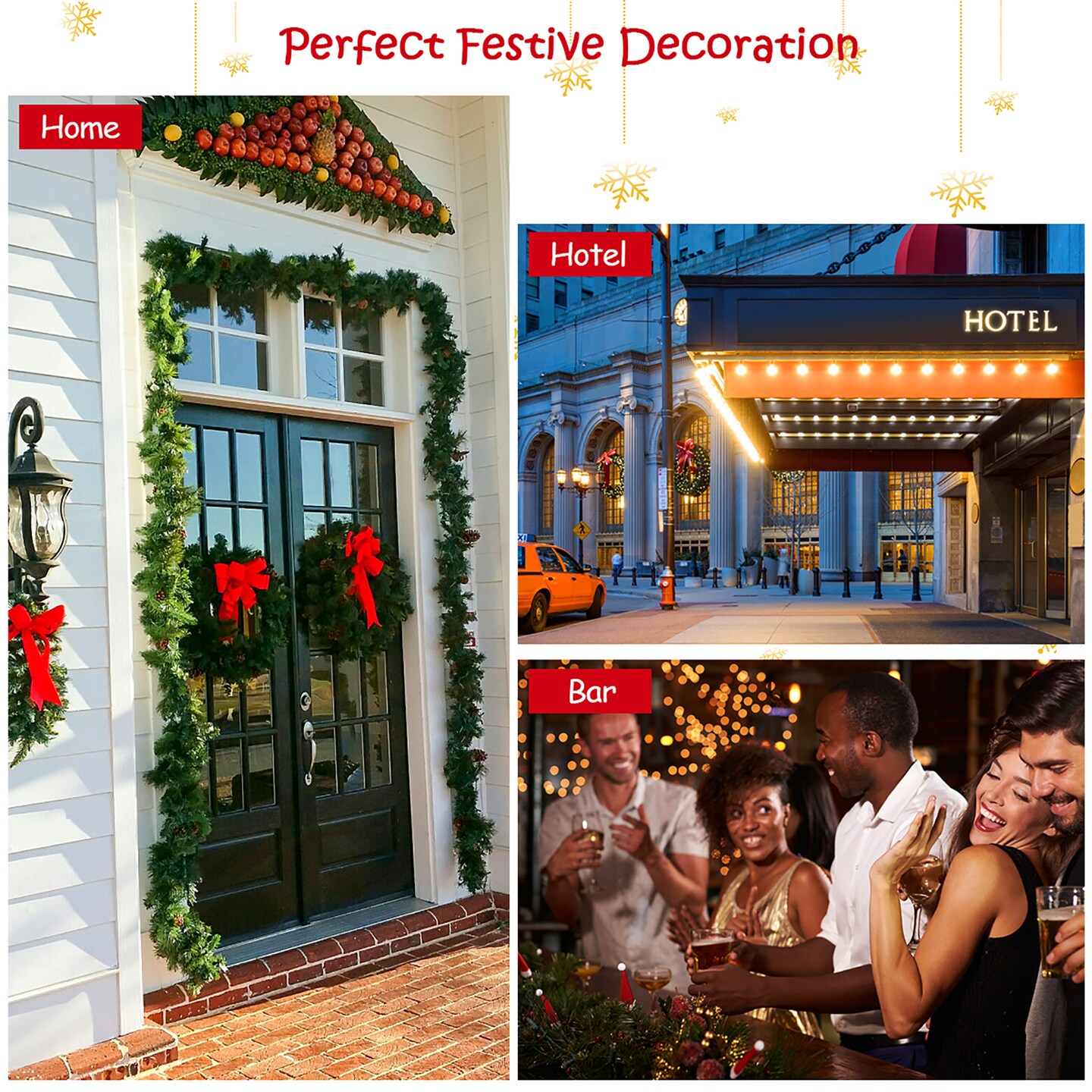 Costway 9ft Pre-lit Christmas Garland w/ Snow Flocked Tips Red Berries 50 Lights &#x26; Timer