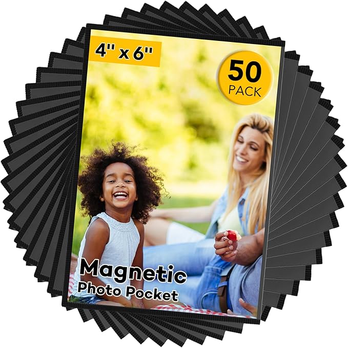 50 Pcs Magnetic picture frames for refrigerator 4x6Inch-Magnetic photo frames,Black