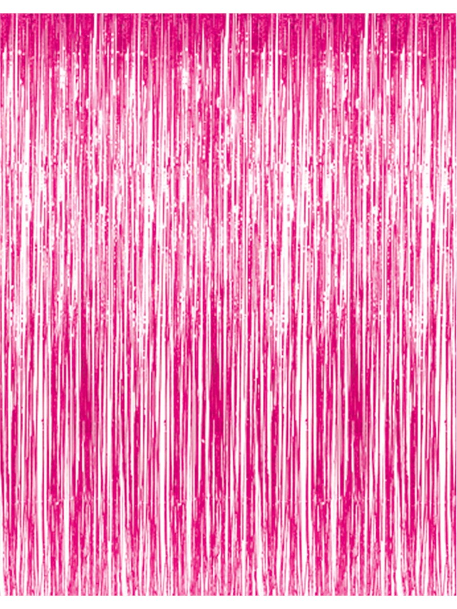 3' x 8' Pink Tinsel Foil Fringe Door Window Curtain Party Decoration
