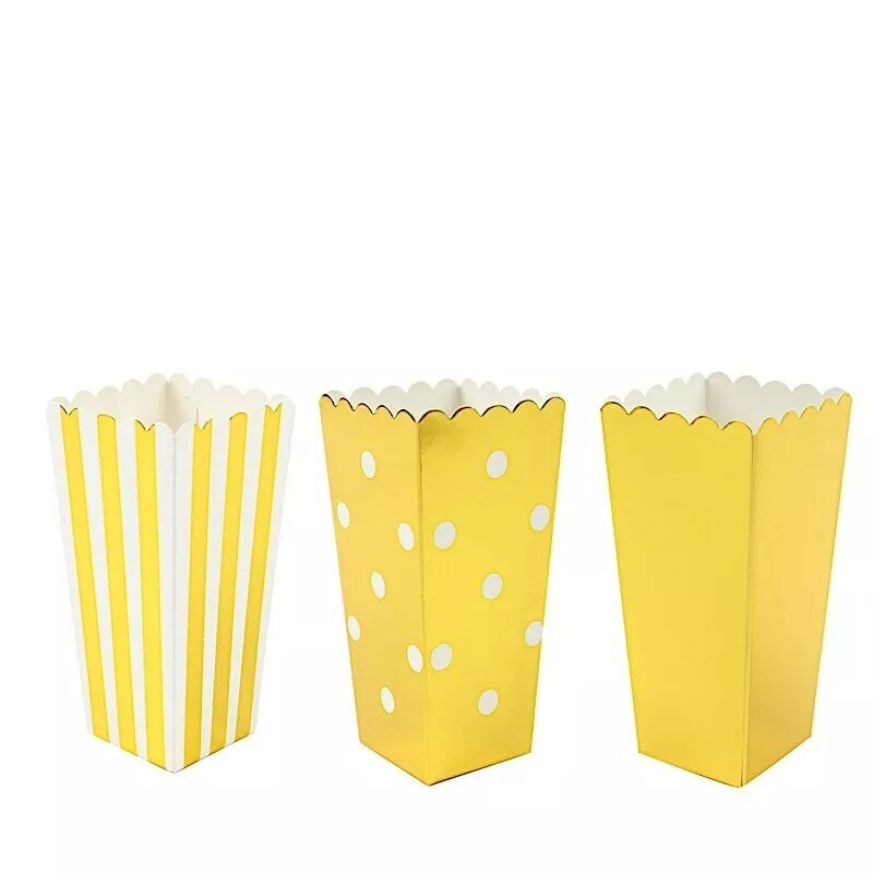 36 White Gold 5" Cardboard Popcorn Style Party Favor Boxes Events Decorations