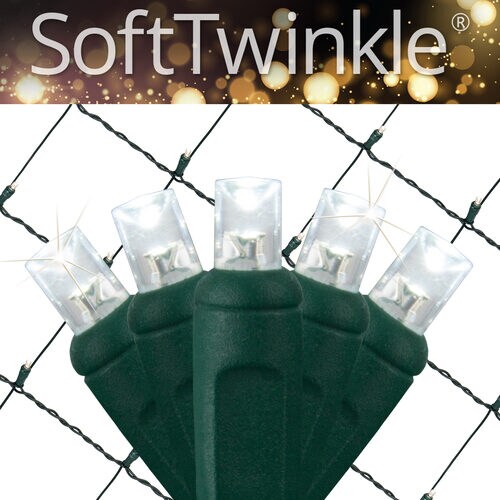 5mm 4&#x27; x 6&#x27; Cool White SoftTwinkle LED Net Lights, Green Wire