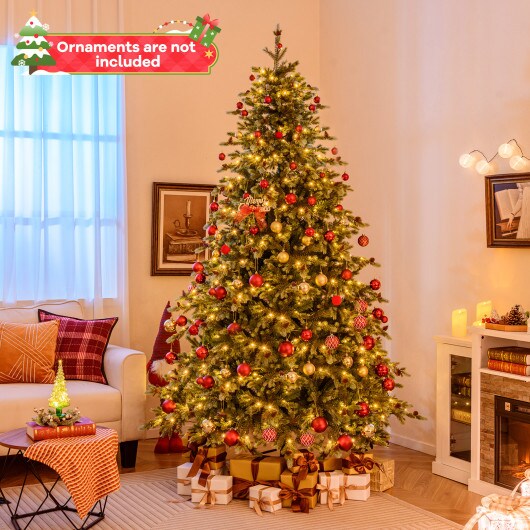 8 Feet Christmas Tree with 8 Lighting Modes and Pine Cones-8 ft