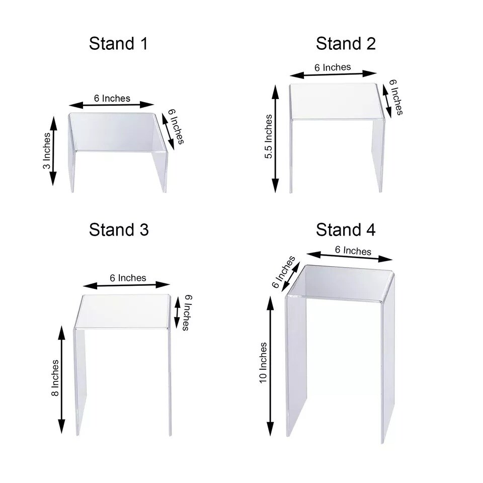 4 Clear Acrylic Display Stands Cupcake Riser Centerpieces Party Home Decorations