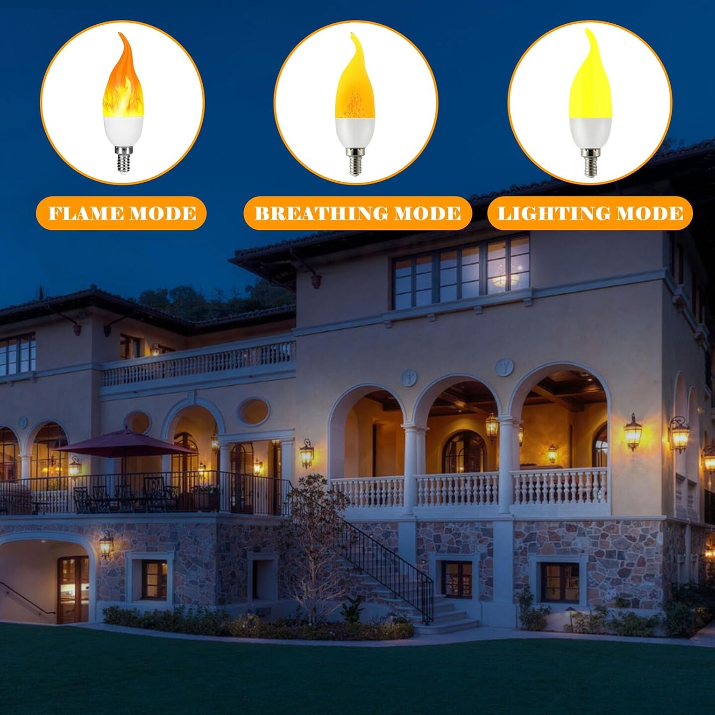 LED Flickering Candelabra Flame Effect Light Bulbs