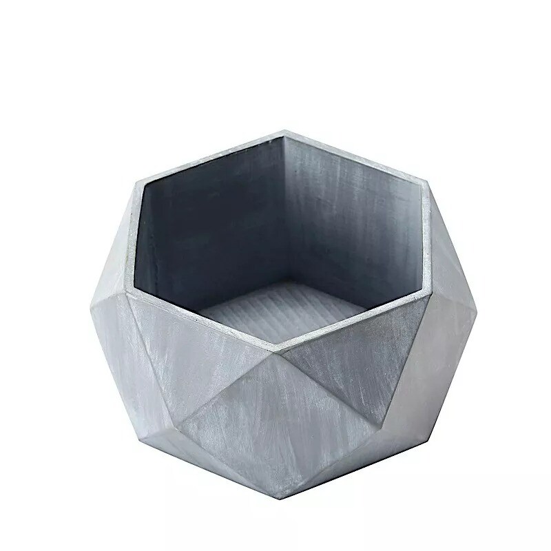 4&#x22; Gray Mini Concrete Flower Pot Geometric Planter Wedding Party Decorations