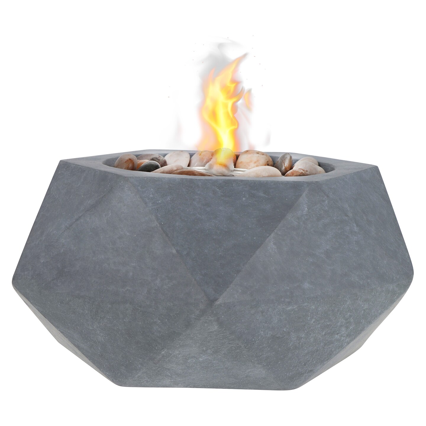 7Penn Tabletop Fire Pit Bowl - 11.6in Geometric Table Top Fire Bowl with Stones