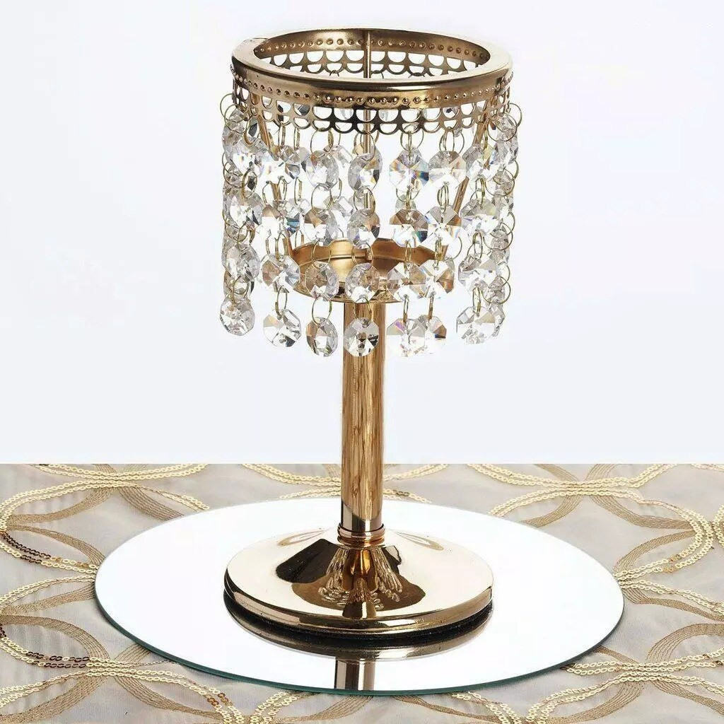 8" tall Faux Crystal Beaded Wedding Centerpieces Candle Holder