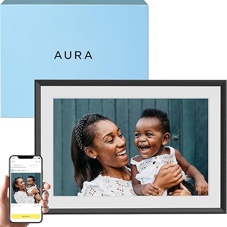 Digital Picture Frame - 10.1" HD Mat Display | Wirecutter's Best Digital Frame for Gifting - Send Photos Directly from Your Phone from Anywhere | Quick & Easy Setup Over WiFi - Free App | Black