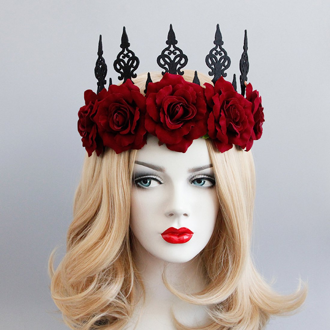 Rose Red Rose Flower Crown Woodland Hair Wreath Festival Headband