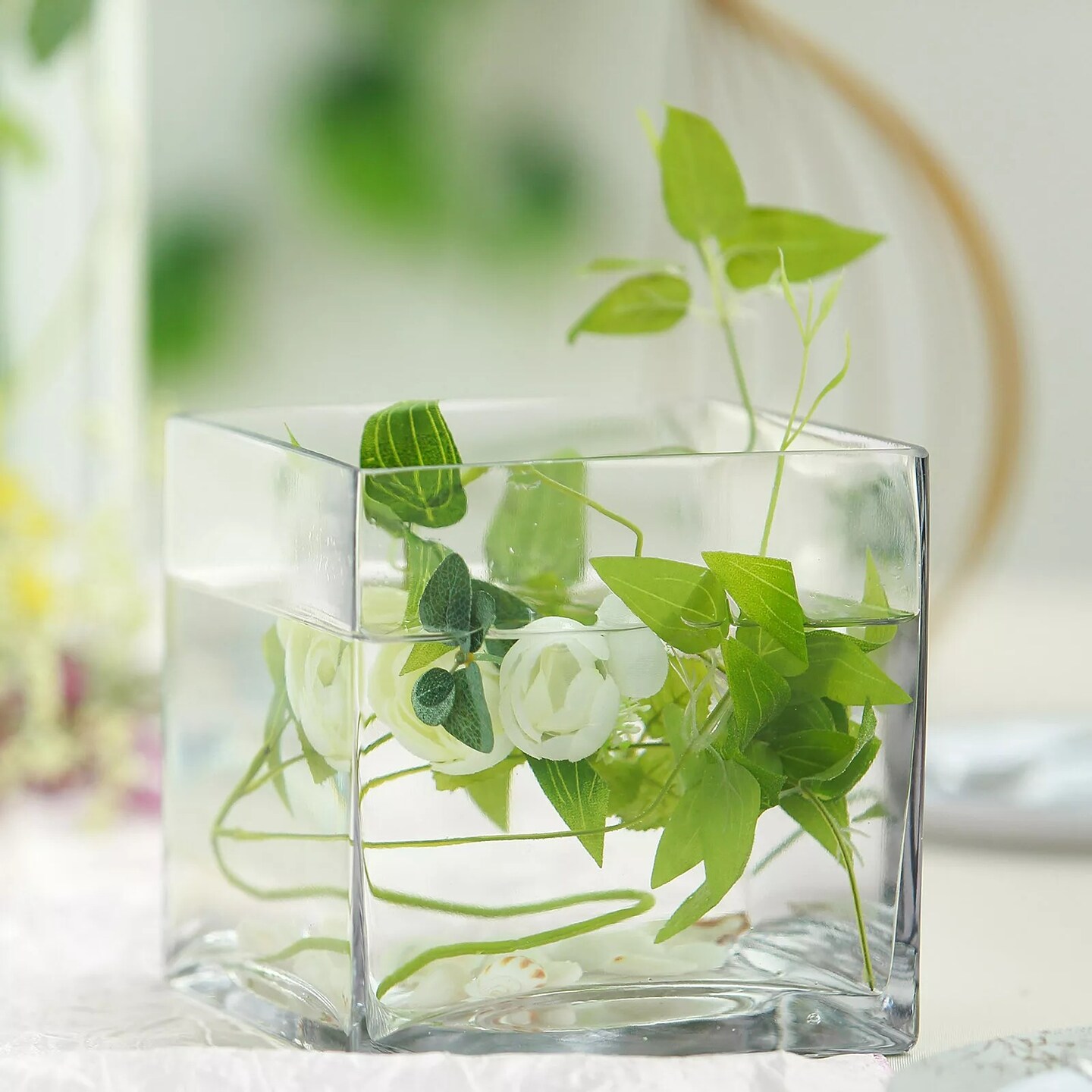 6 pcs 6&#x22; tall Clear Glass Cube Wedding Centerpieces Vases Party Decorations