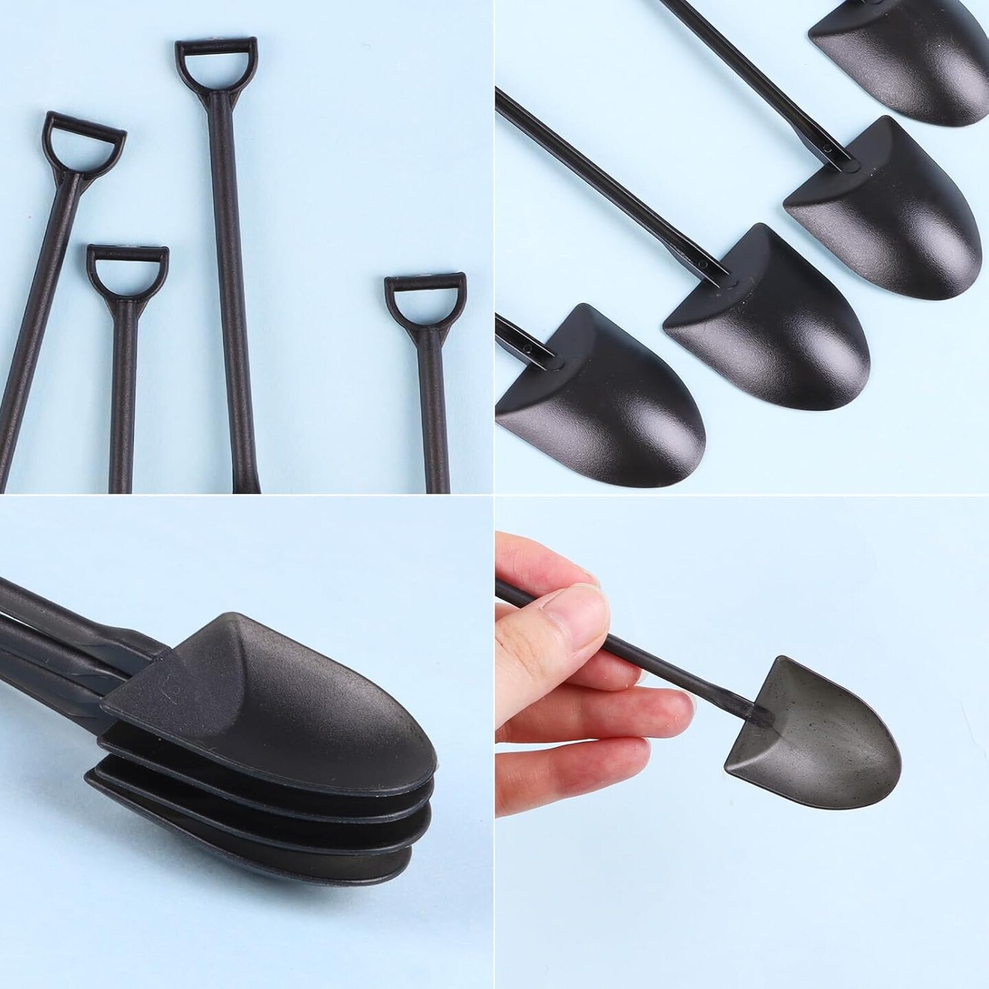 100 Pcs Mini Shovel Spoons, Plastic Shovel Spoon for Desserts Halloween Disposable Tiny Shovel Birthday Party Favors Construction Baking Supplies for Ice Cream Pudding Yogurt