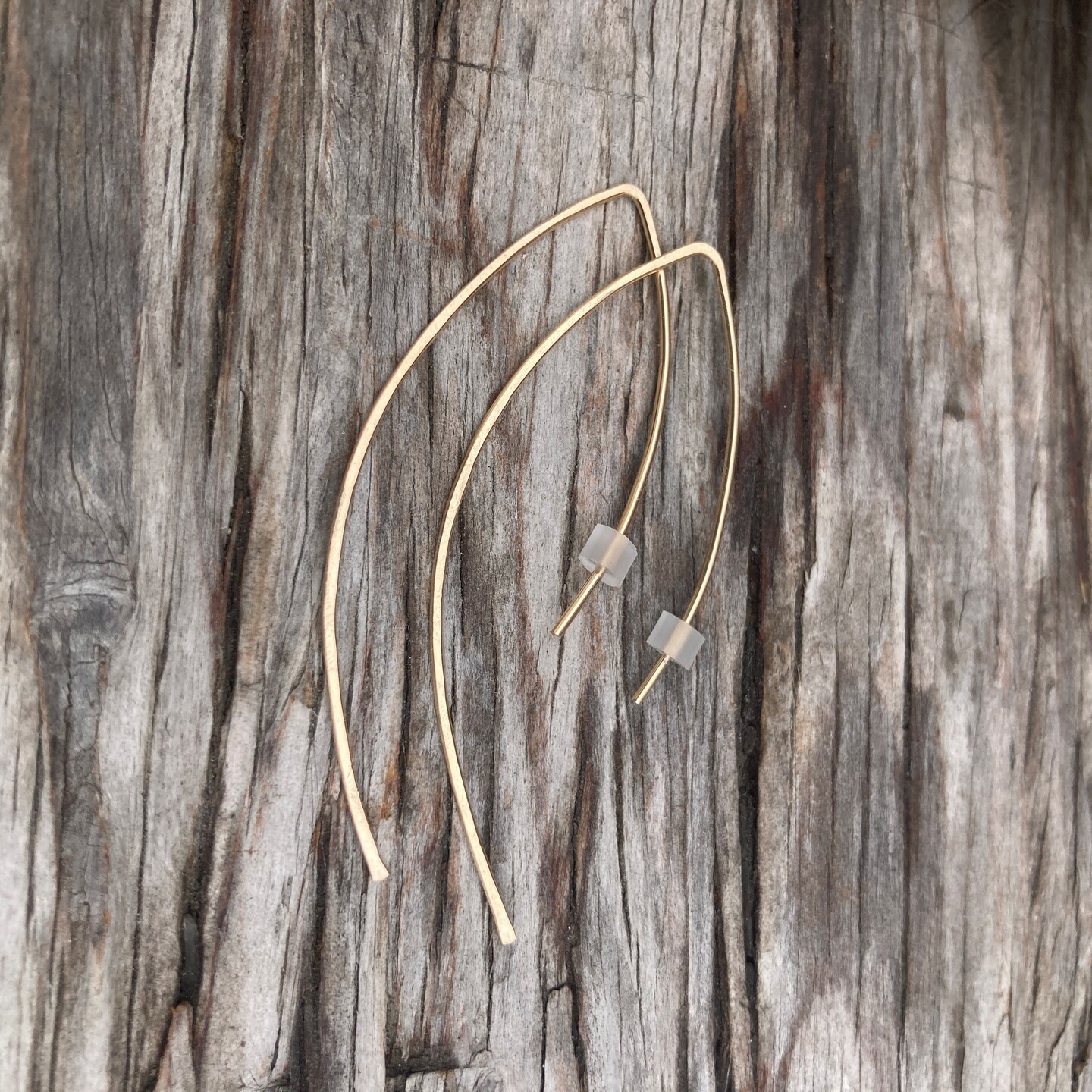 Hammered Curved Gold Filled Thread Earrings 383969528774836224