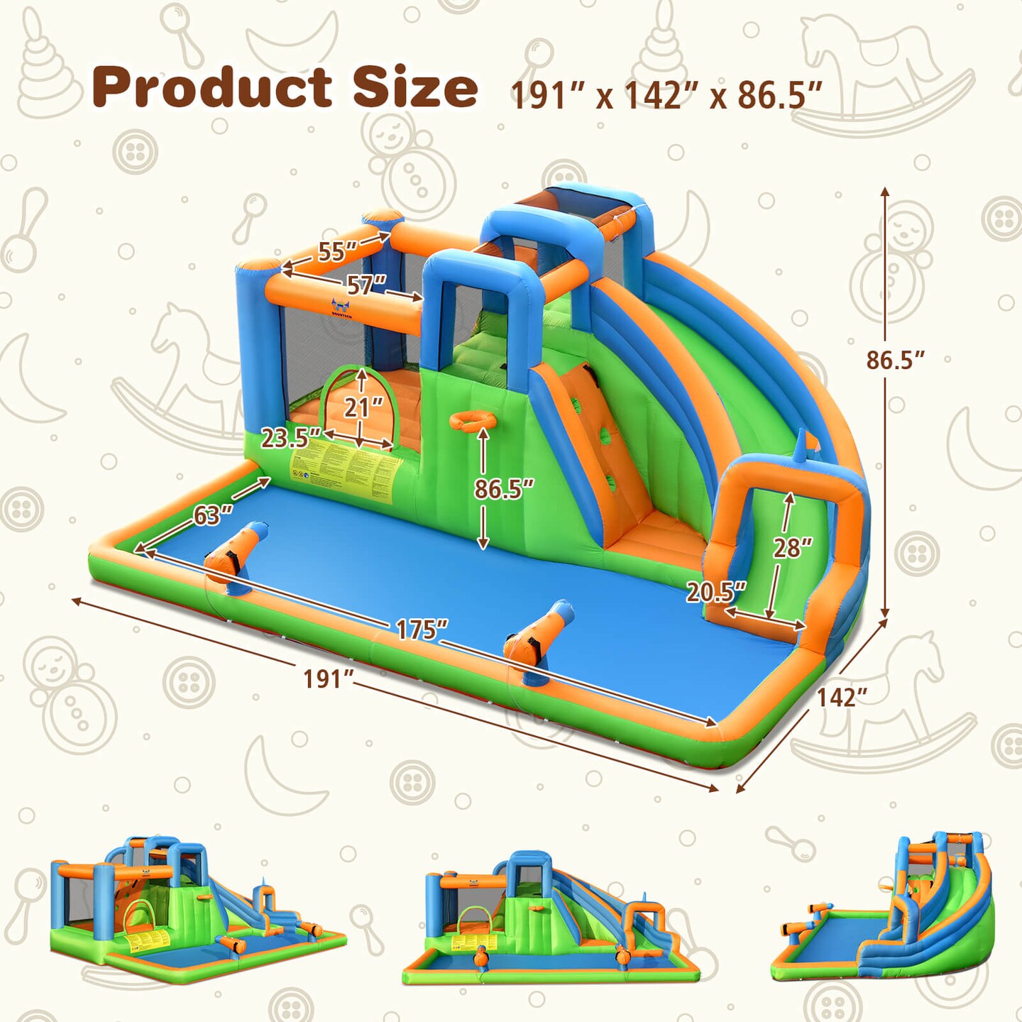 Multi Inflatable Water Slide with Dual Climbing Walls Blower Excluded