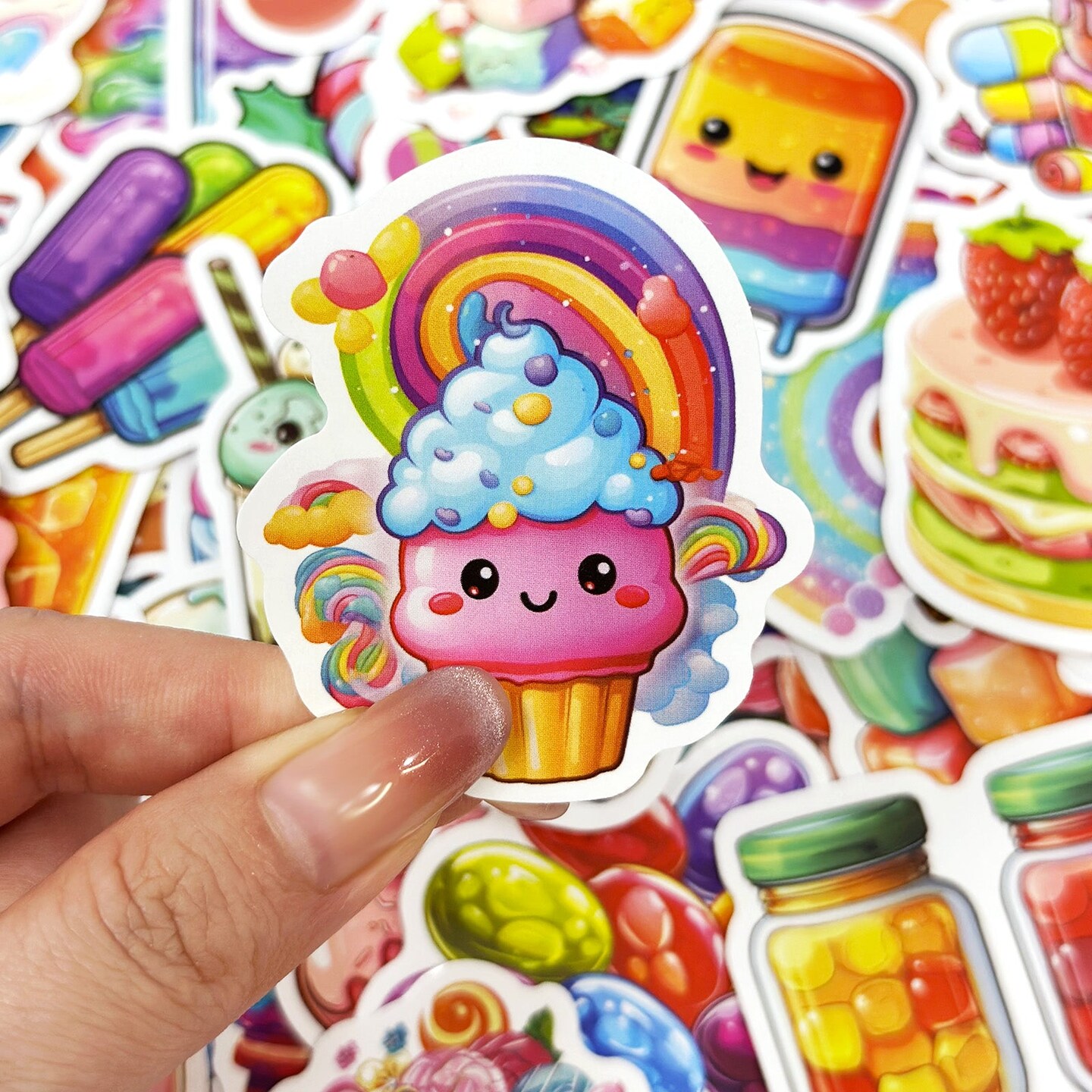 Wrapables Waterproof Vinyl Stickers for Water Bottles, Laptop, Phones, Skateboards, Decals for Teens, 100pcs Sweet Treats