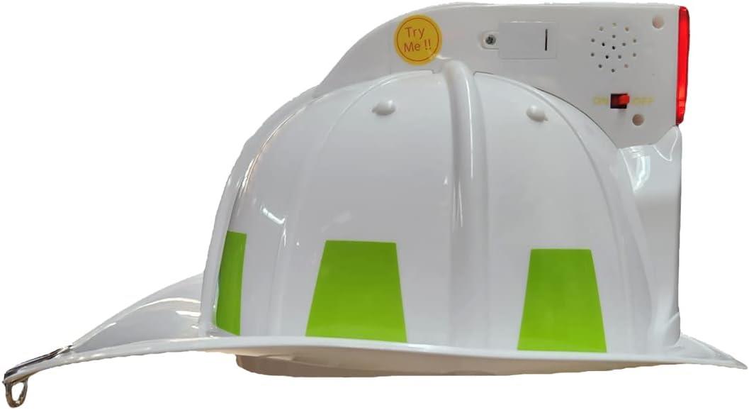 Fire Helmet Hat White firefighter lights kids boys toy dress up costume Aeromax