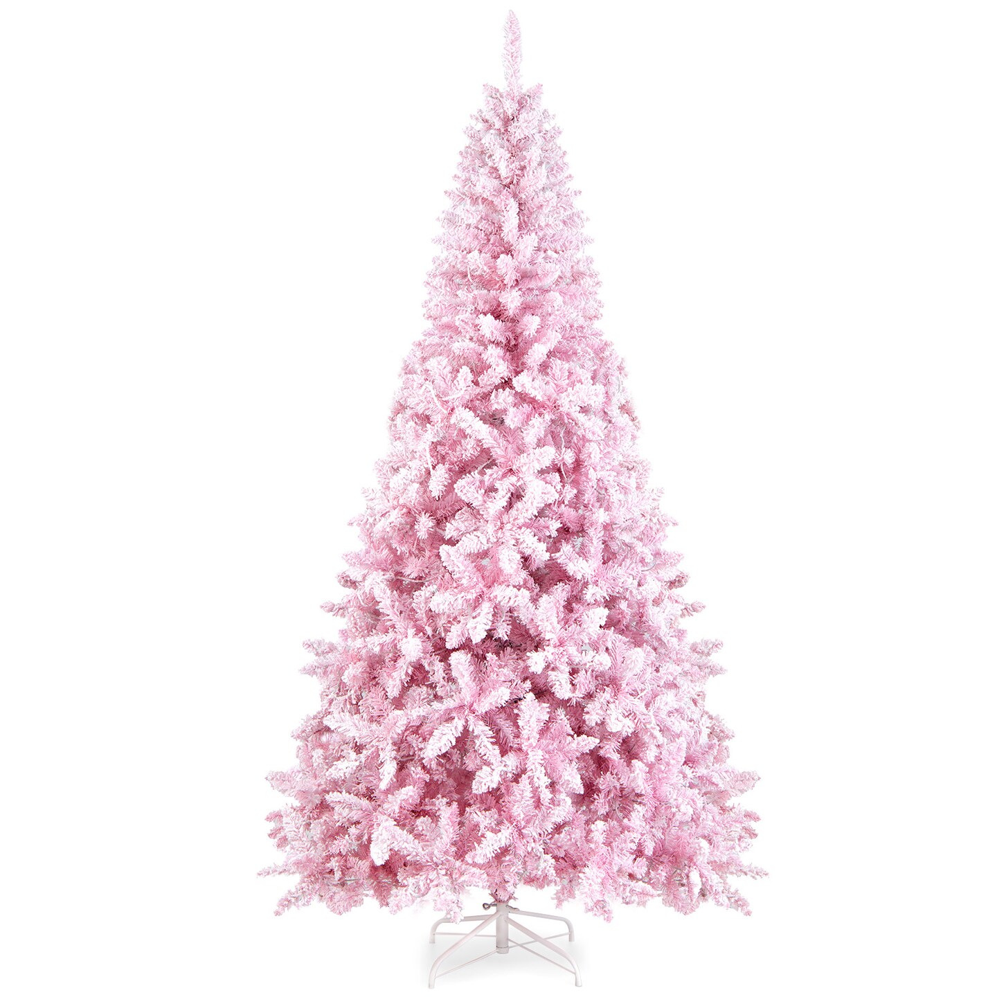 7.5 Feet Pink Flocked Christmas Tree with Folding Metal Stand