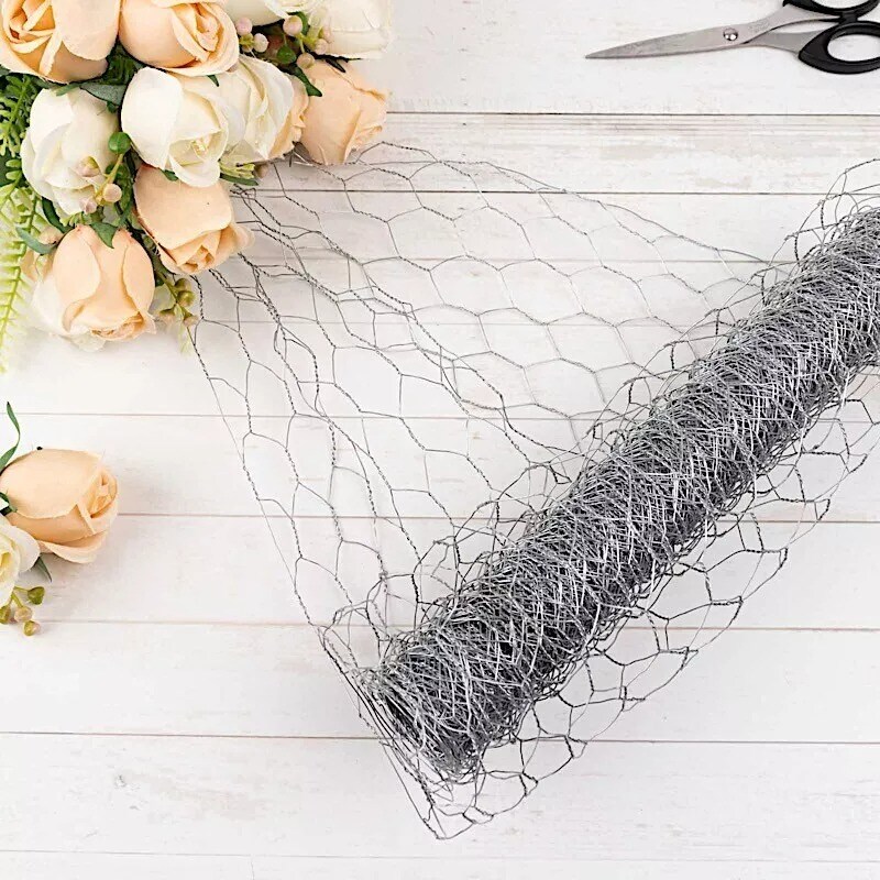 16ft x 12&#x22; Silver Hexagonal Galvanized Metal Craft Wire Mesh Party Decorations