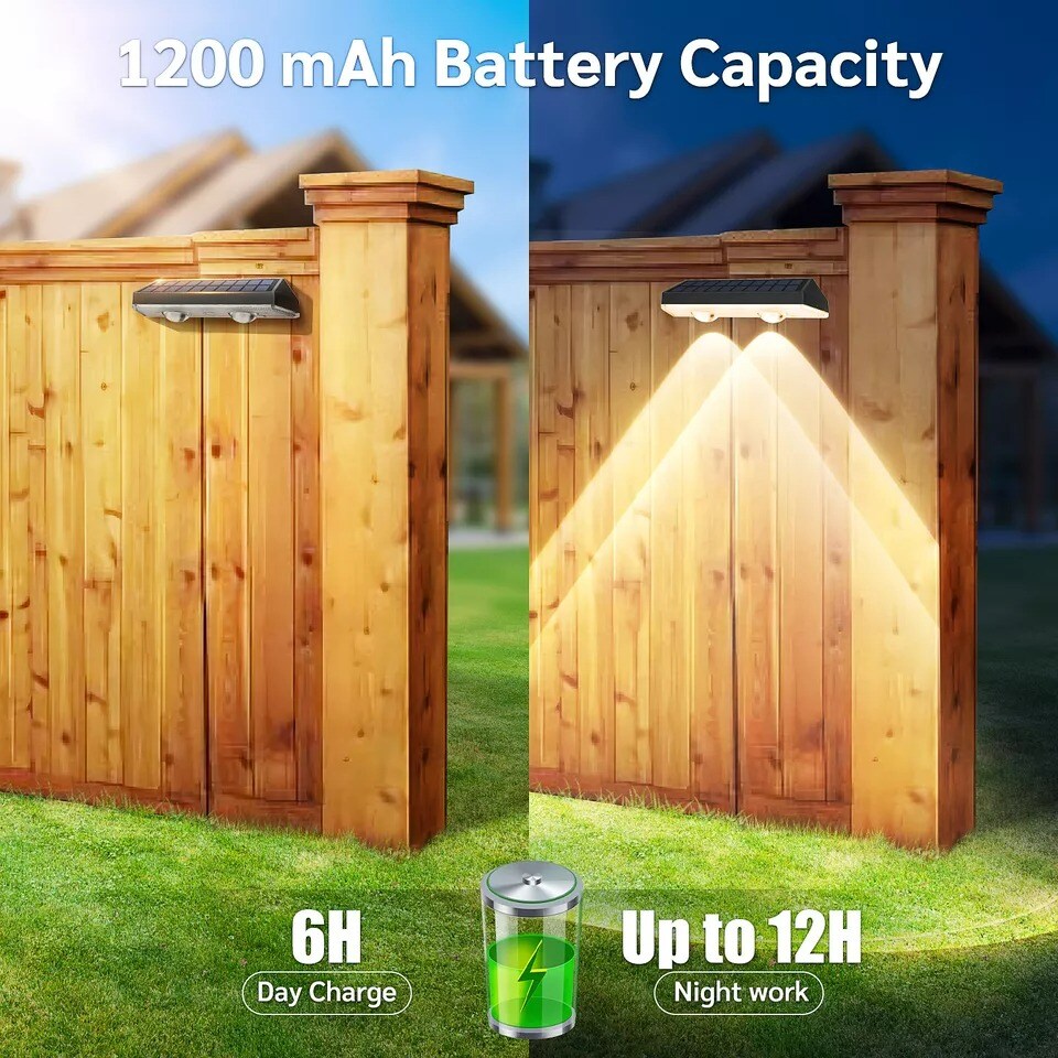 2Pack LED Solar Power Wall Light Outdoor Garden Waterproof Fence Deck Steps Lamp