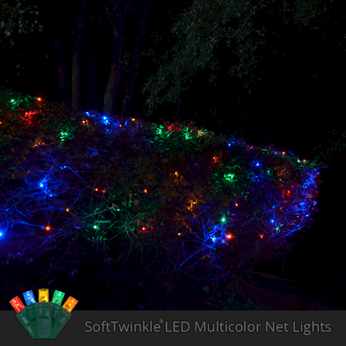 5mm 4' x 6' Multicolor SoftTwinkle LED Net Lights, Green Wire