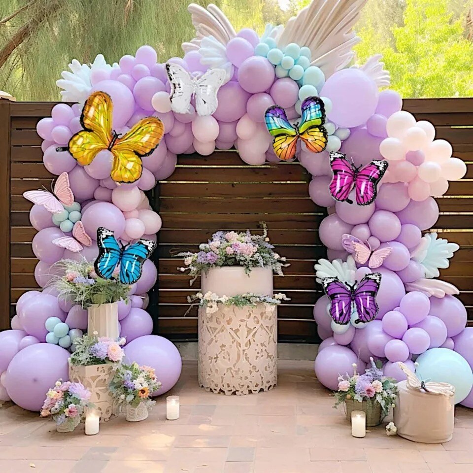 6 Assorted Butterfly Mylar Foil Balloons Wedding Party Events Supplies
