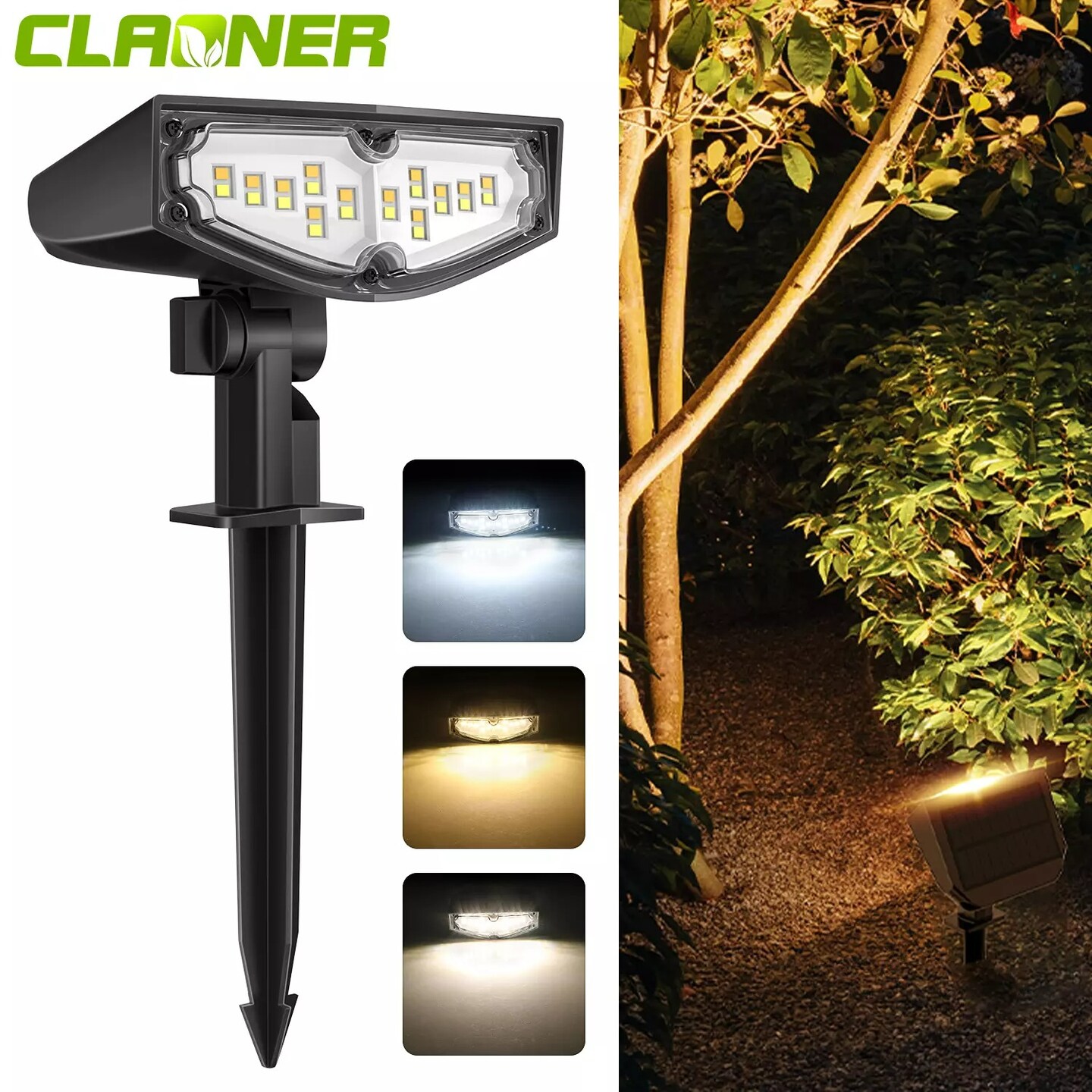 24 LED Solar Spot Lights Outdoor Garden Patio Security Pathway Landscape Lamp