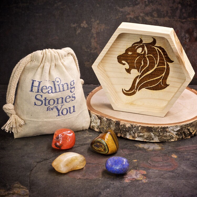 Leo Zodiac Crystals with Leo Dish