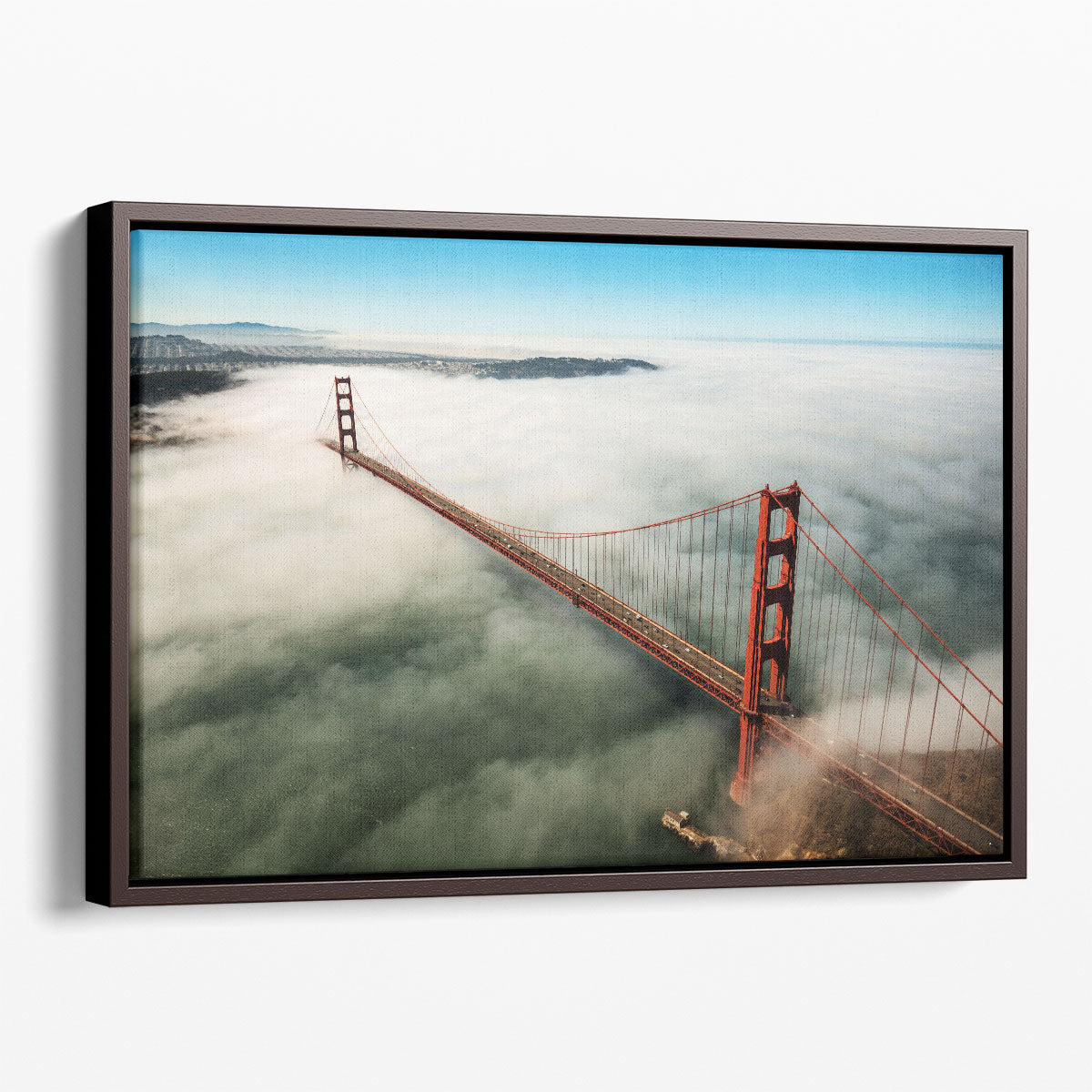 Foggy Golden Gate Bridge Framed Canvas Photography Print – San