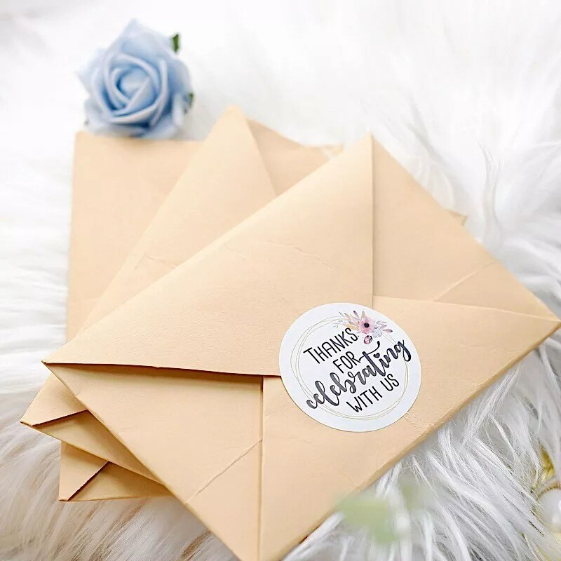 500 Self Adhesive Thank You For Celebrating with Us STICKERS for DIY Makers