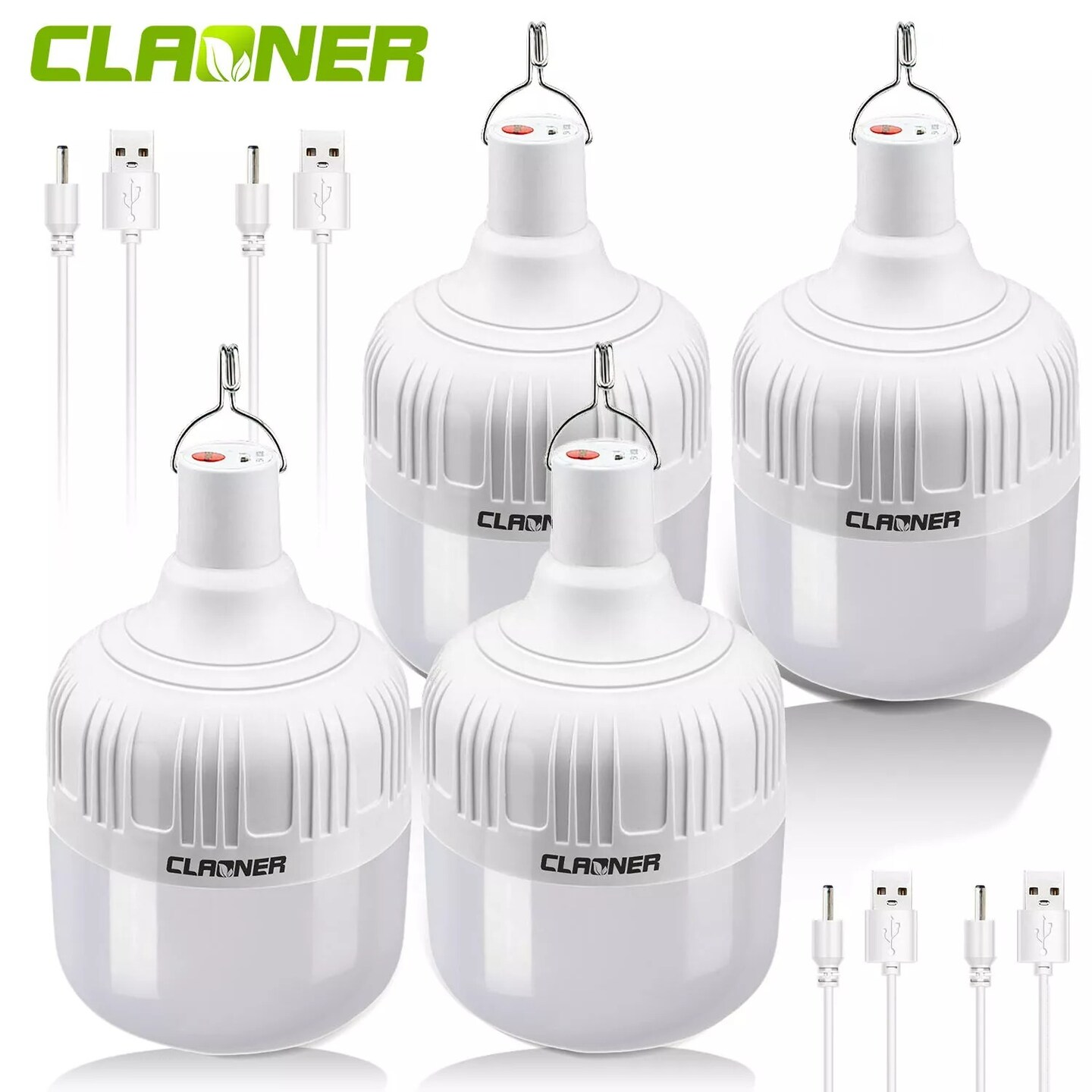 4Pack USB Rechargeable Bulbs 12 LED Outdoor Camping Tent Hanging Emergency Light