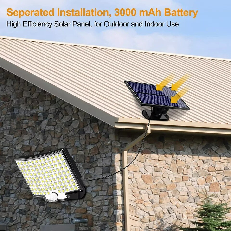 106 LED Solar Power Wall Lights Outdoor Garden Motion Sensor Security Flood Lamp