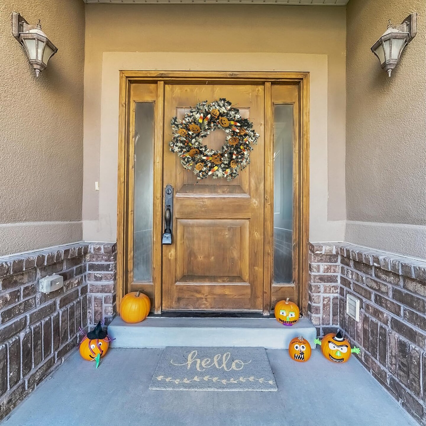 20 inch Artificial Halloween Wreaths for Front Door Halloween Door Wreath Fall Wreath for Front Door Indoor Outdoor Farmhouse Home Wall Window Festival Wedding Decor
