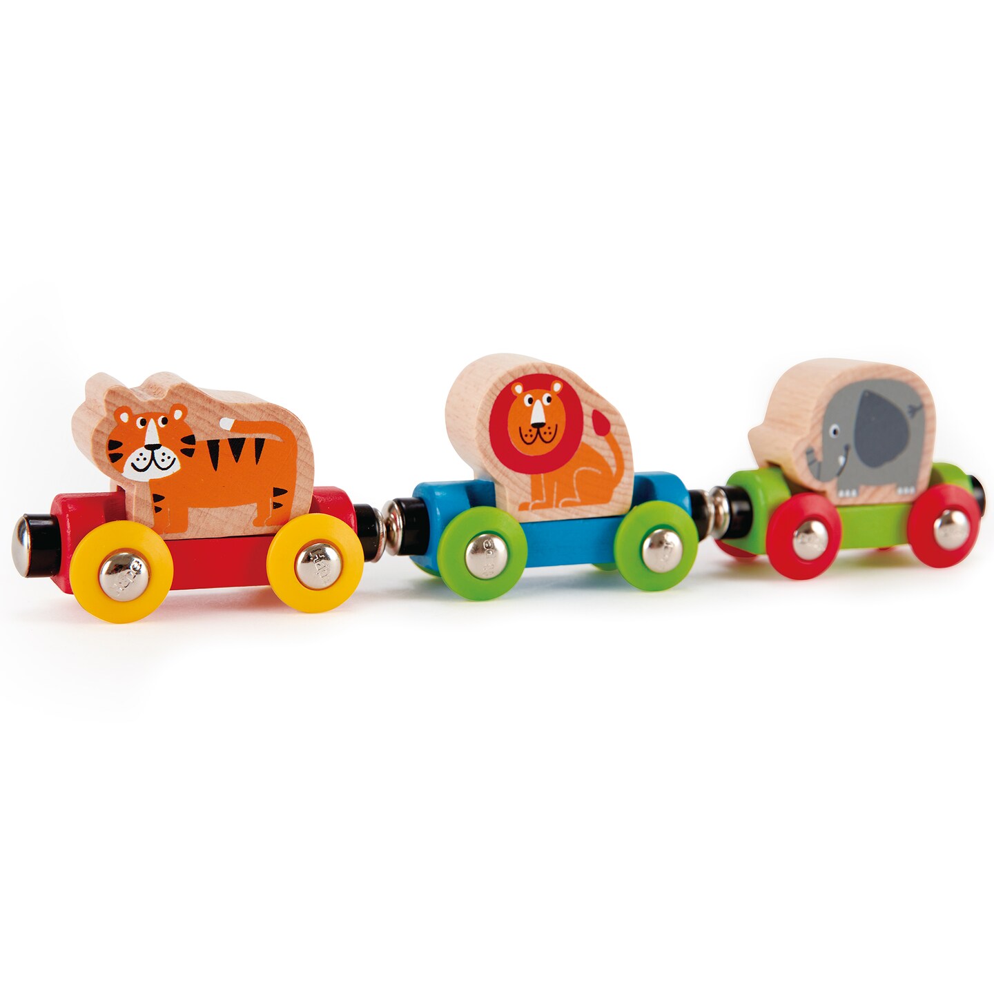 Hape: Jungle Journey Train&#xA0;- 3 Magnetic Linking Toy Trains, 3 Wooden Animal Figures Ride The Brightly Colored Train, Toddlers &#x26; Kids 18 Months+