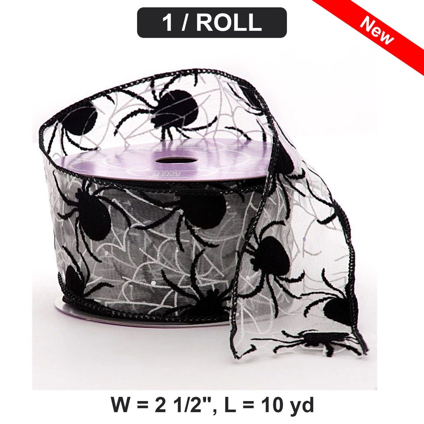 Spooky Spider Wired Ribbon 2.5&#x22; W x 10 yd 1 roll