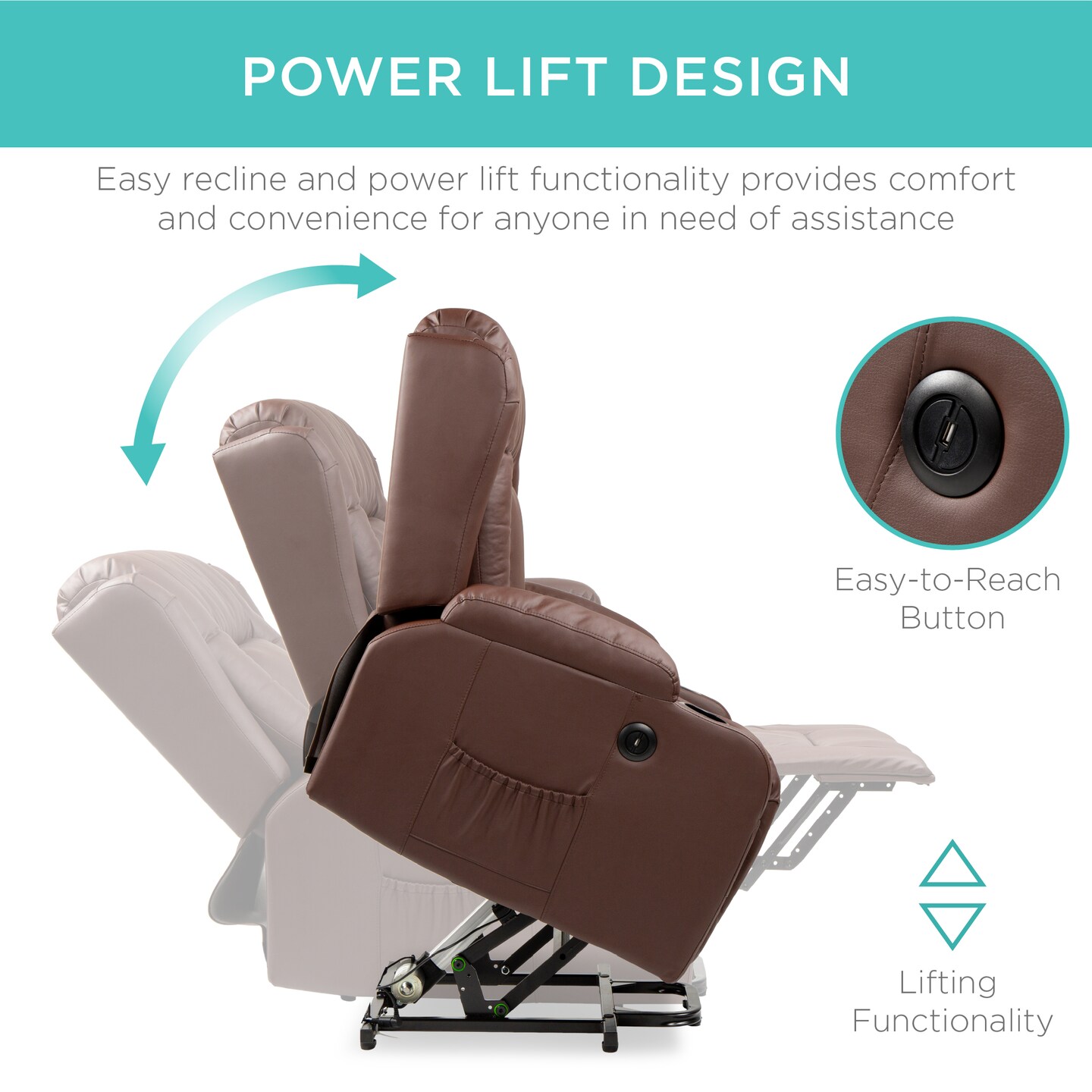 Best Choice Products Electric Power Lift Recliner Massage Chair Furniture w/ USB Port, Heat, Cupholders