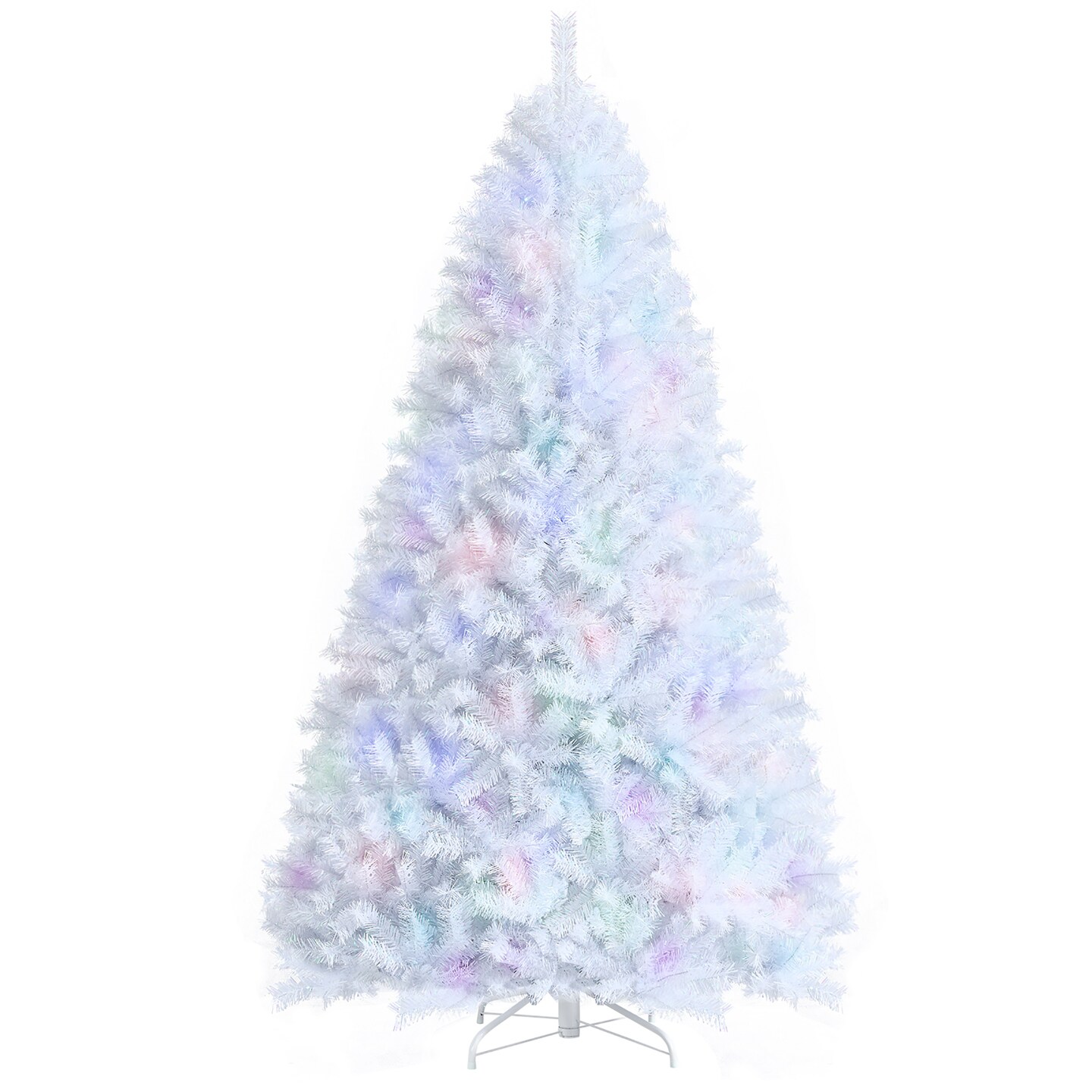 Costway 8ft White Iridescent Tinsel Artificial Christmas Tree with 1636 Branch Tips