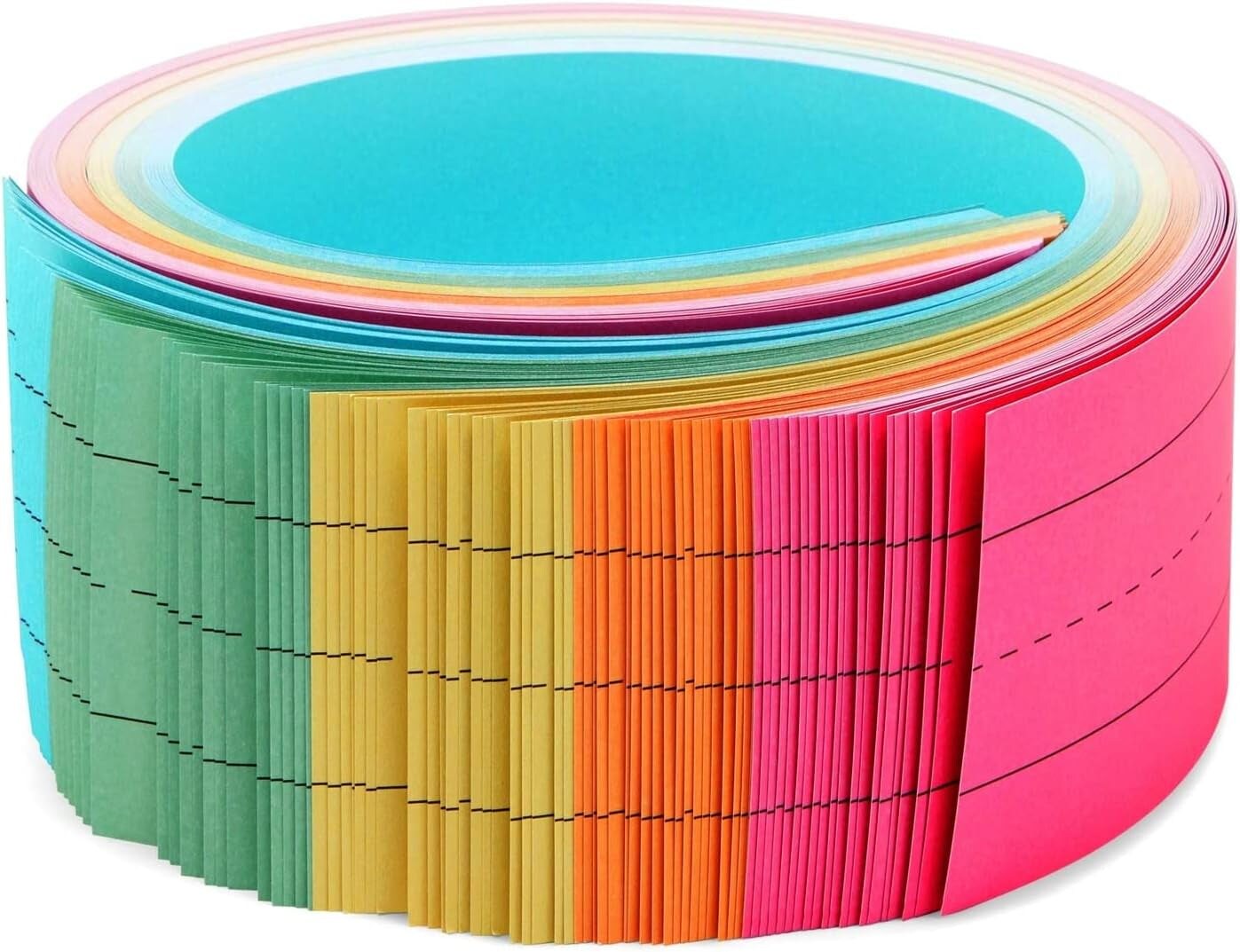 100 Pack Colored Sentence Strips for Teacher Supplies, Classroom, Lined Paper Borders for Writing Words (5 Colors, 3 X 24 In)