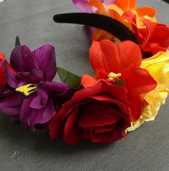 Day of The Dead Headband Costume Rose Flower Crown Mexican Headpiece BC40