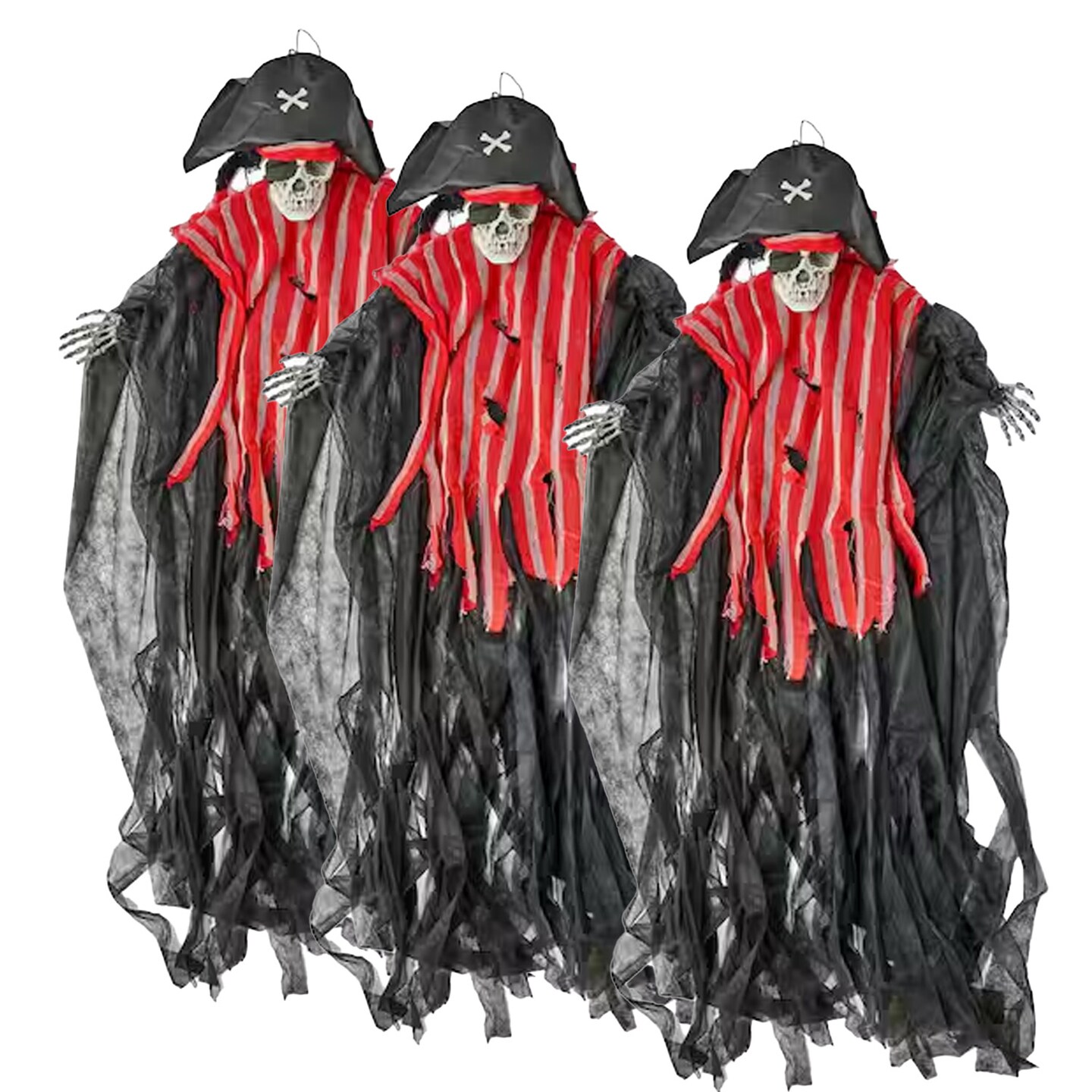 71&#x22; Hanging Pirate with Red Light &#x26; Sound Creepy Halloween Decor