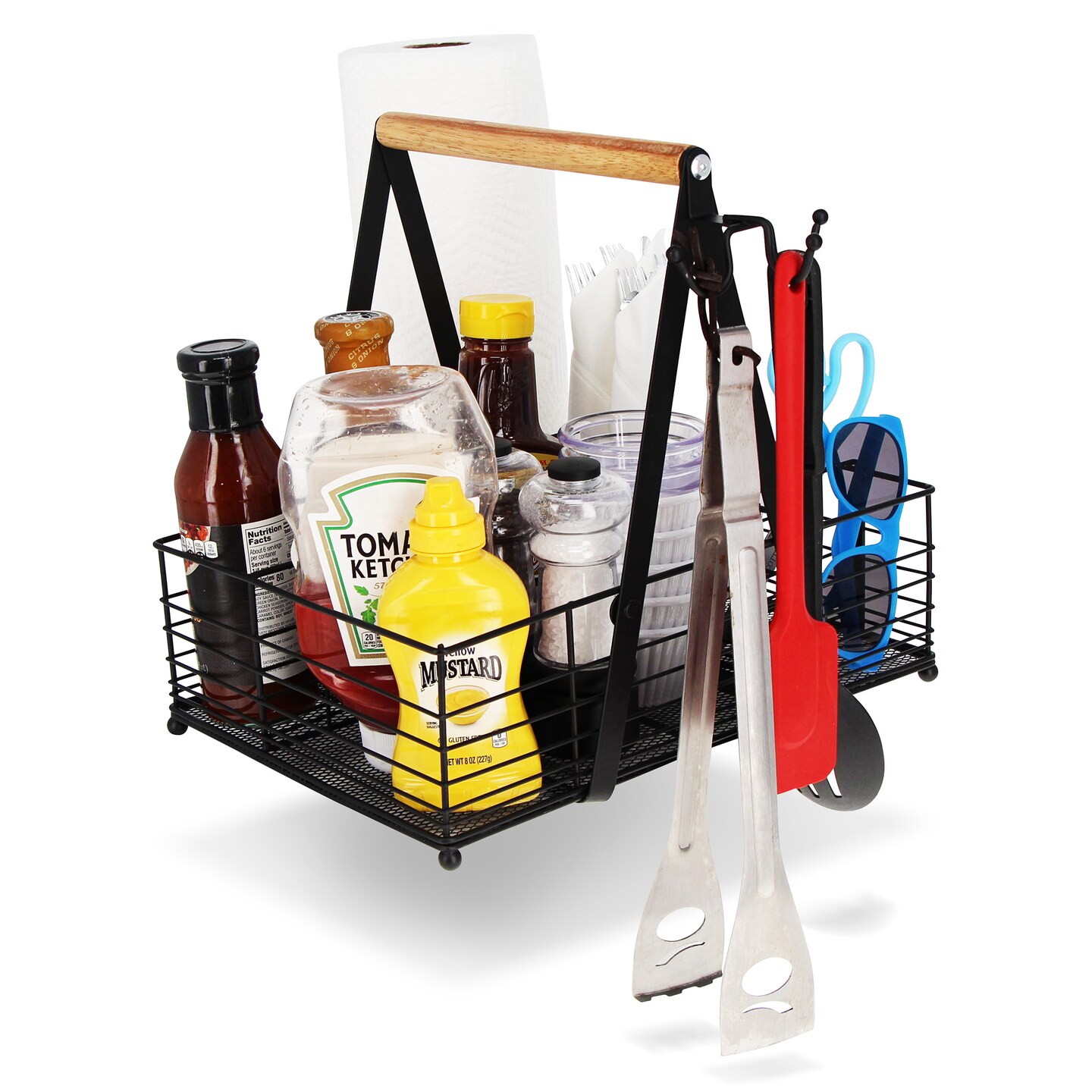 7Penn Utensil Caddy Paper Plate Holder - Wire BBQ Caddy with Paper Towel Holder