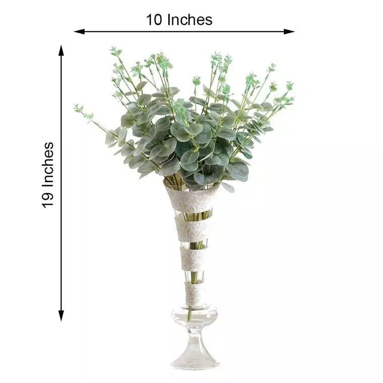 6 pcs 19&#x22; tall Frosted Green Eucalyptus Artificial Greenery Bushes